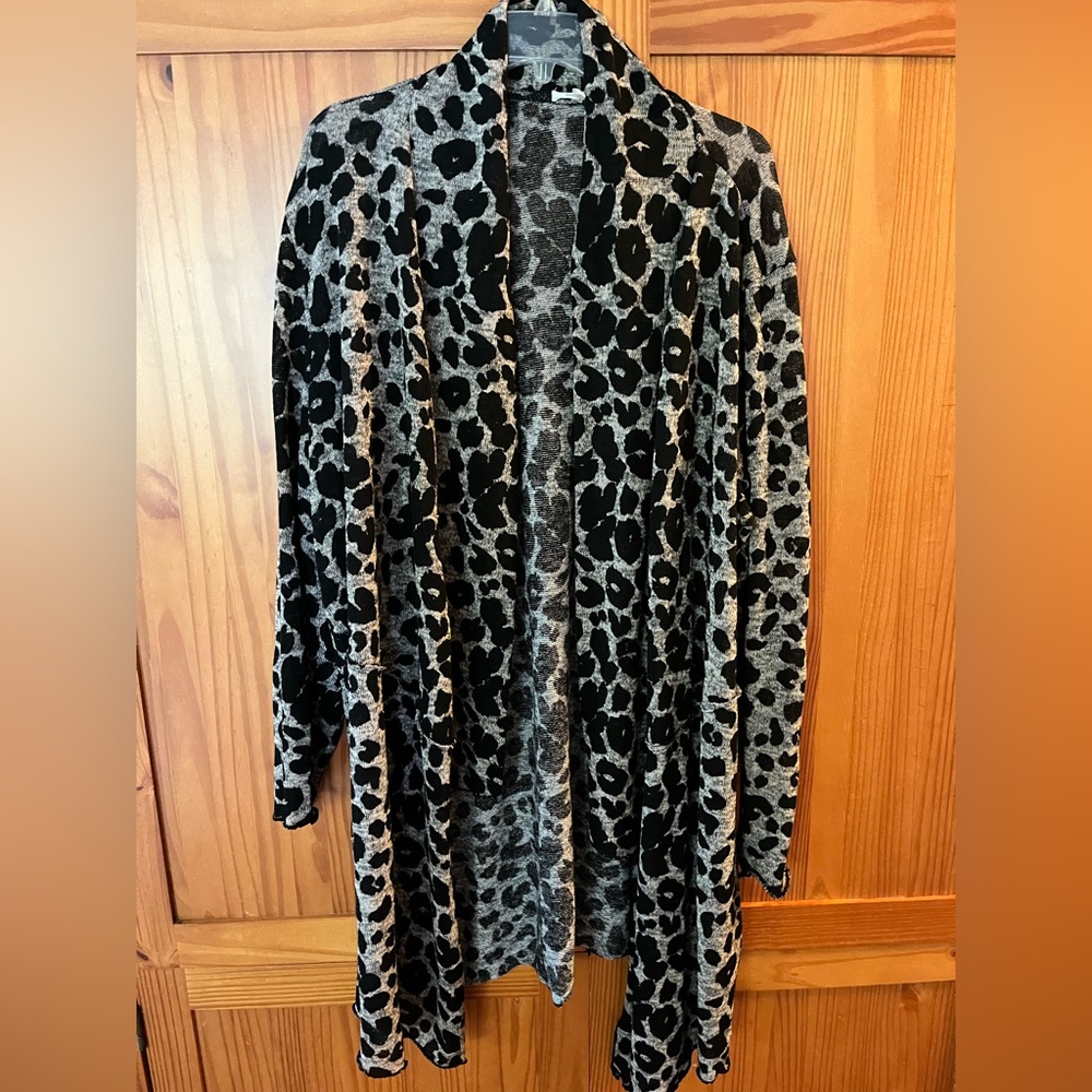 Maurices Animal Print Open-Front Cardigan